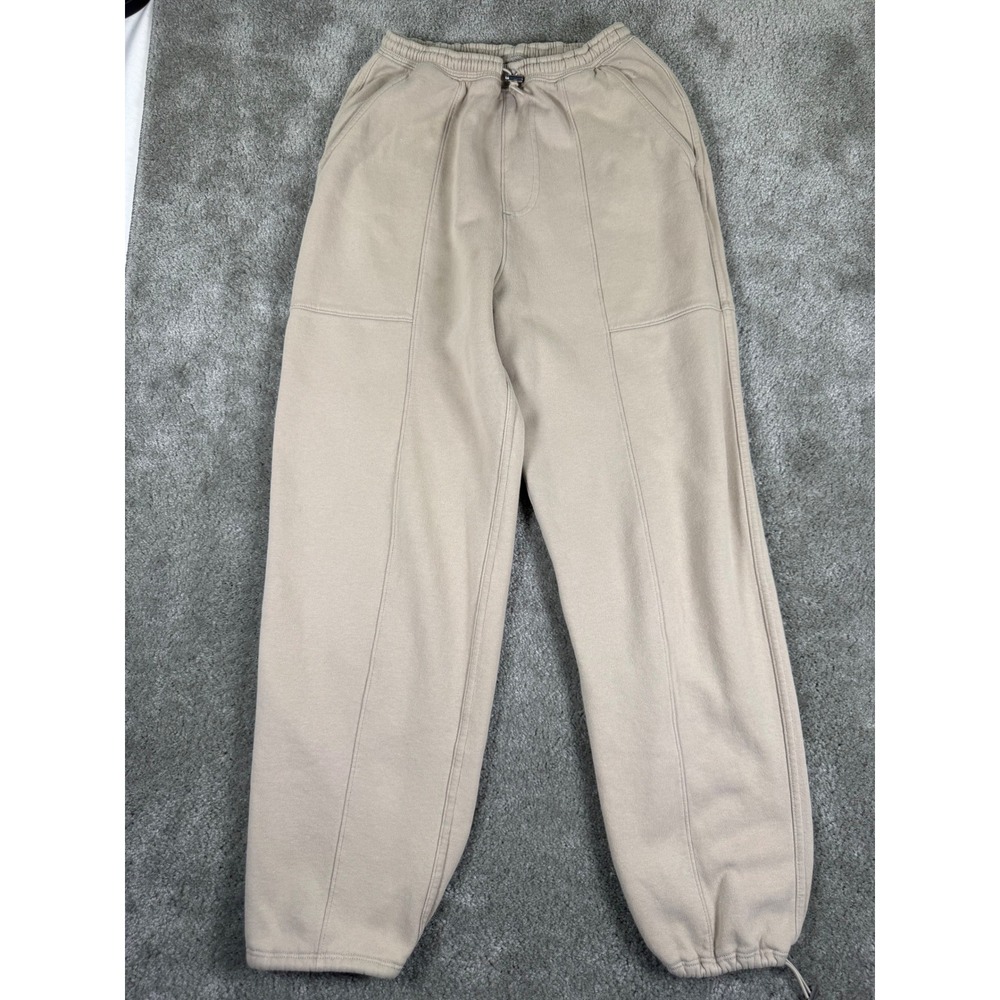 Abercrombie & Fitch Tan Seamed Fleece Joggers Bungee Cord Cuffs Mens Small